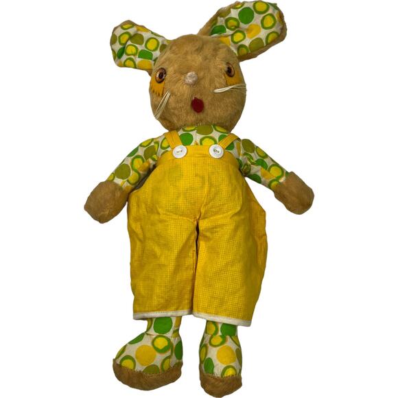 Vintage 60s 70s Gund Plush Rabbit 15" MOD Hippie Polka Dot print Retro Plushie - Picture 3 of 6